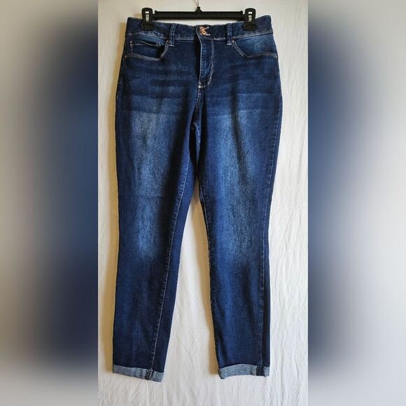 Royalty To Me Jeans Women’s Sz 8 (29x26) Blue High-Rise Ankle Stretch Cuffed Hem - Picture 1 of 10
